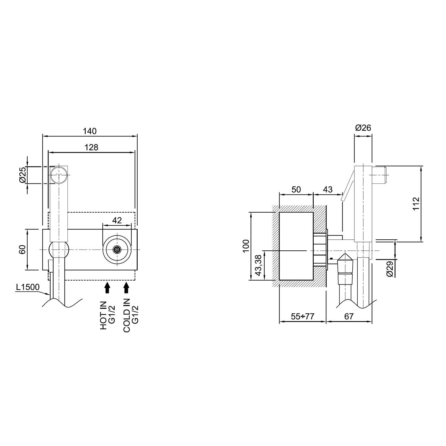  Vòi xịt toilet bằng đồng Volare - VOL1F1IDRZ 