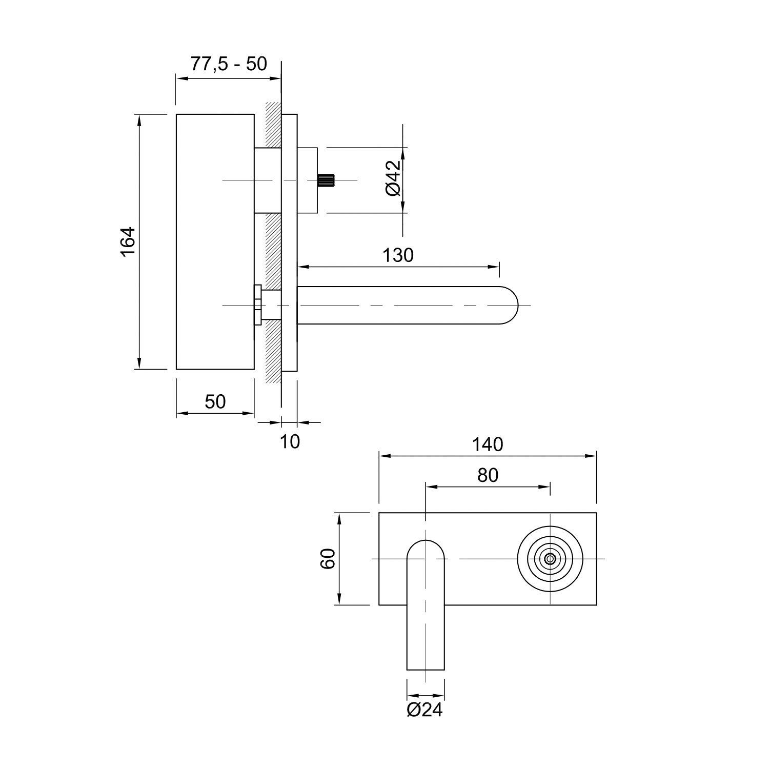  Vòi chậu rửa mặt gắn tường 130mm bằng đồng Volare - VOL7938FCSSZ 