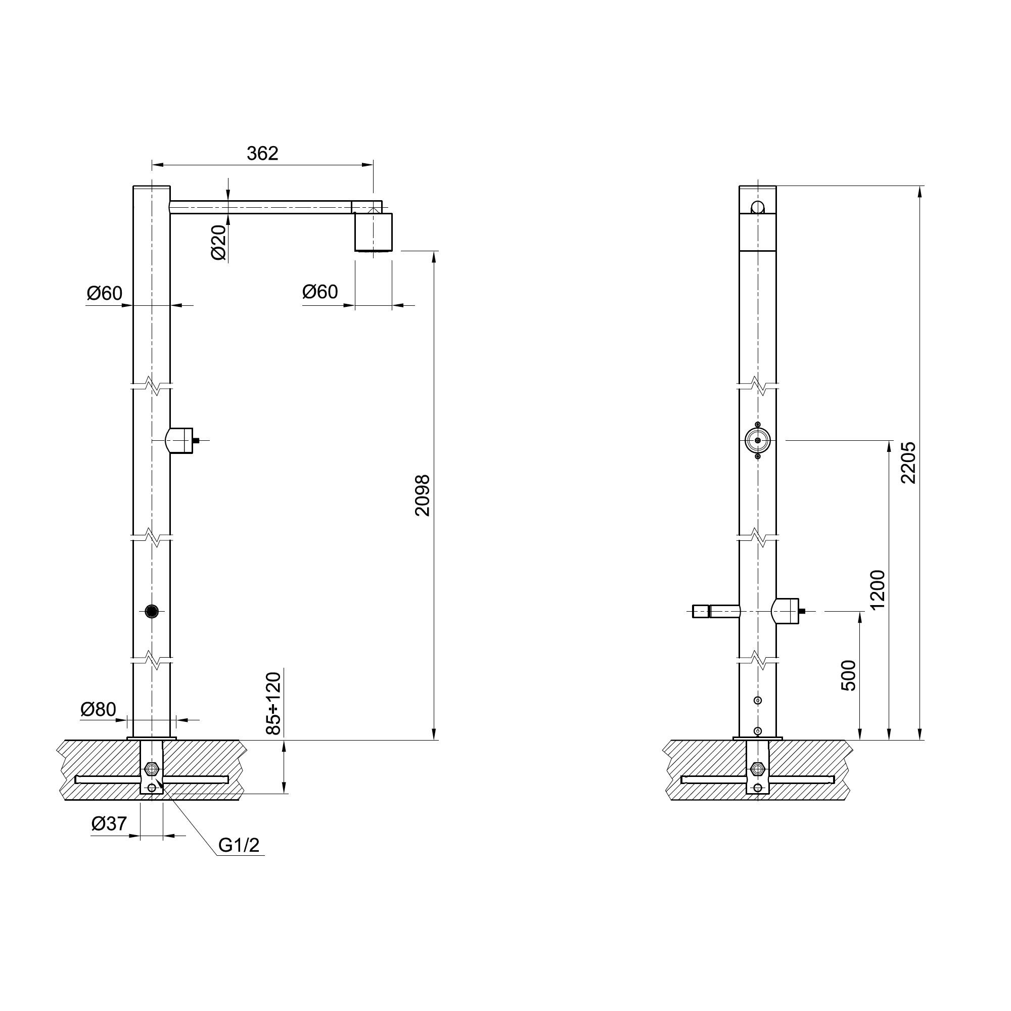  Sen cây ngoài trời có vòi rửa chân Volante stainless steel - VOX12915AMZ 