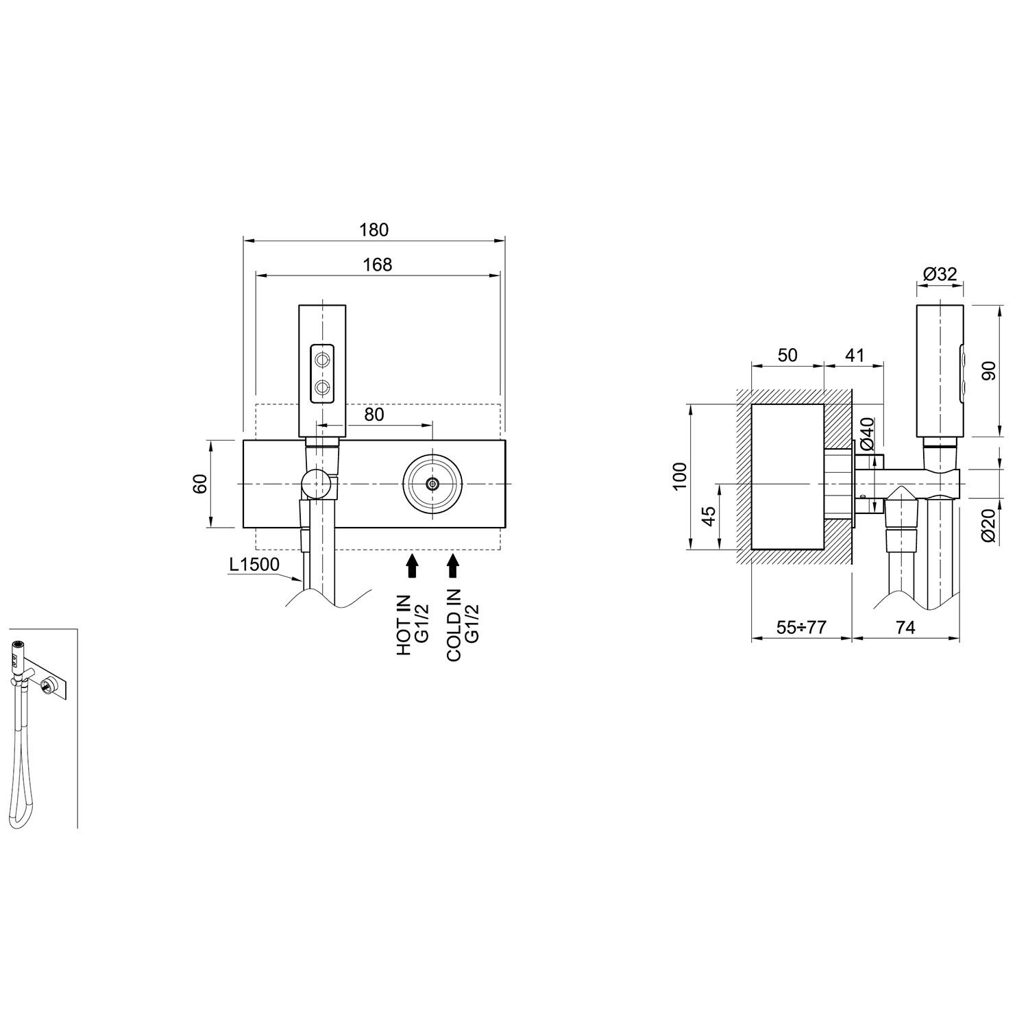  Vòi xịt toilet Volante stainless steel - VOX1G3IDRZ 