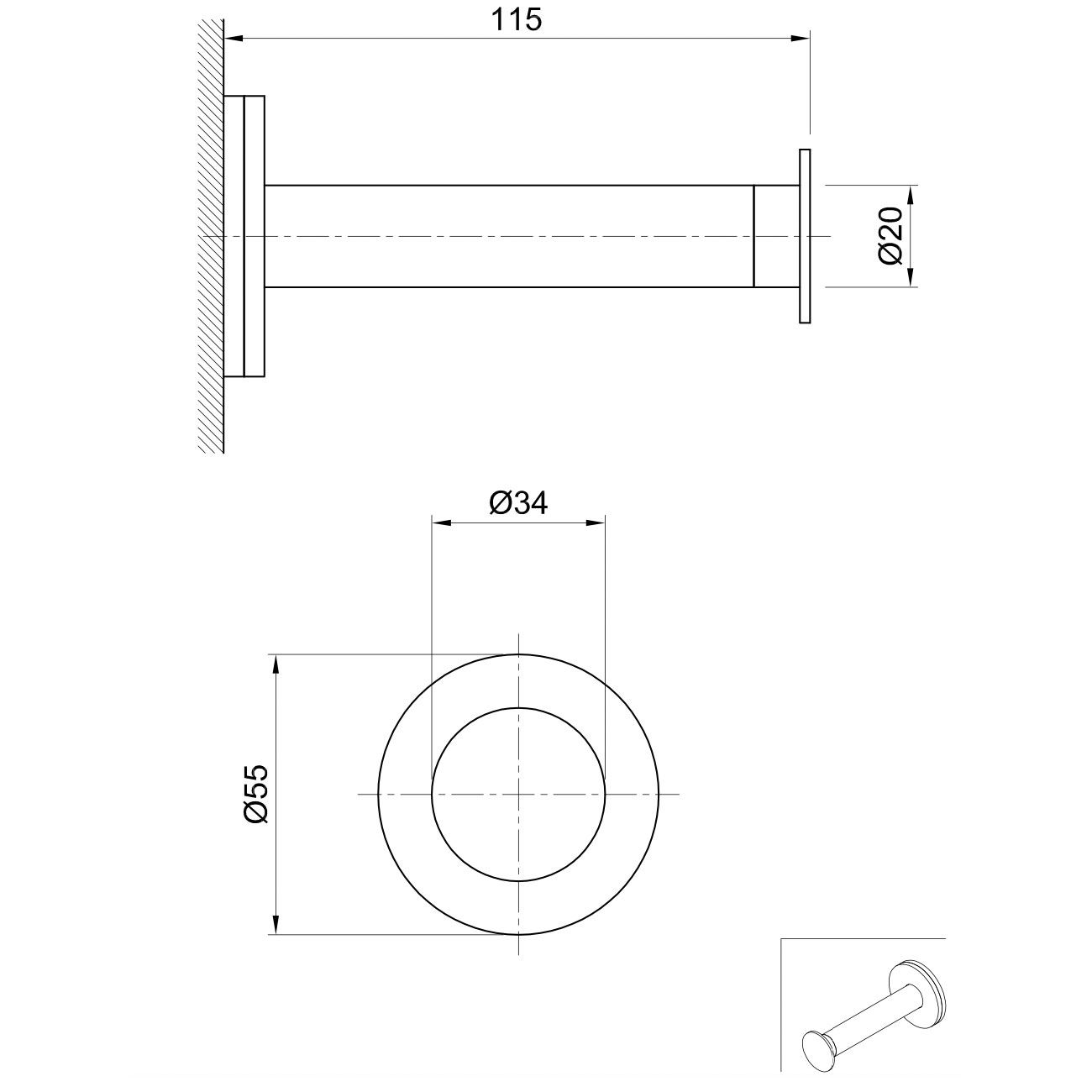  Móc treo giấy vệ sinh không nắp chụp Volante stainless steel - ZEXACC2 