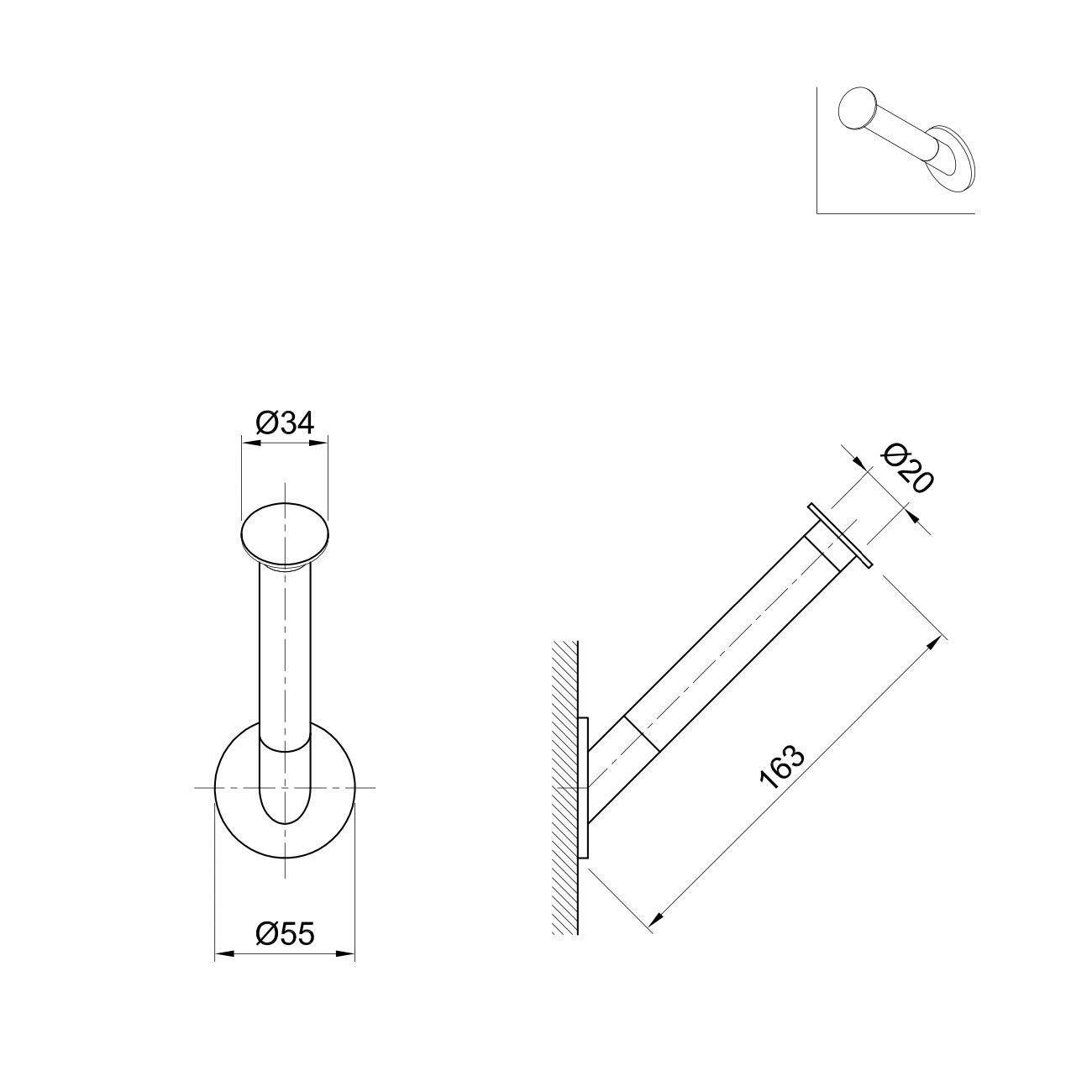  Móc treo áo phòng tắm Volante stainless steel - ZEXACC3 