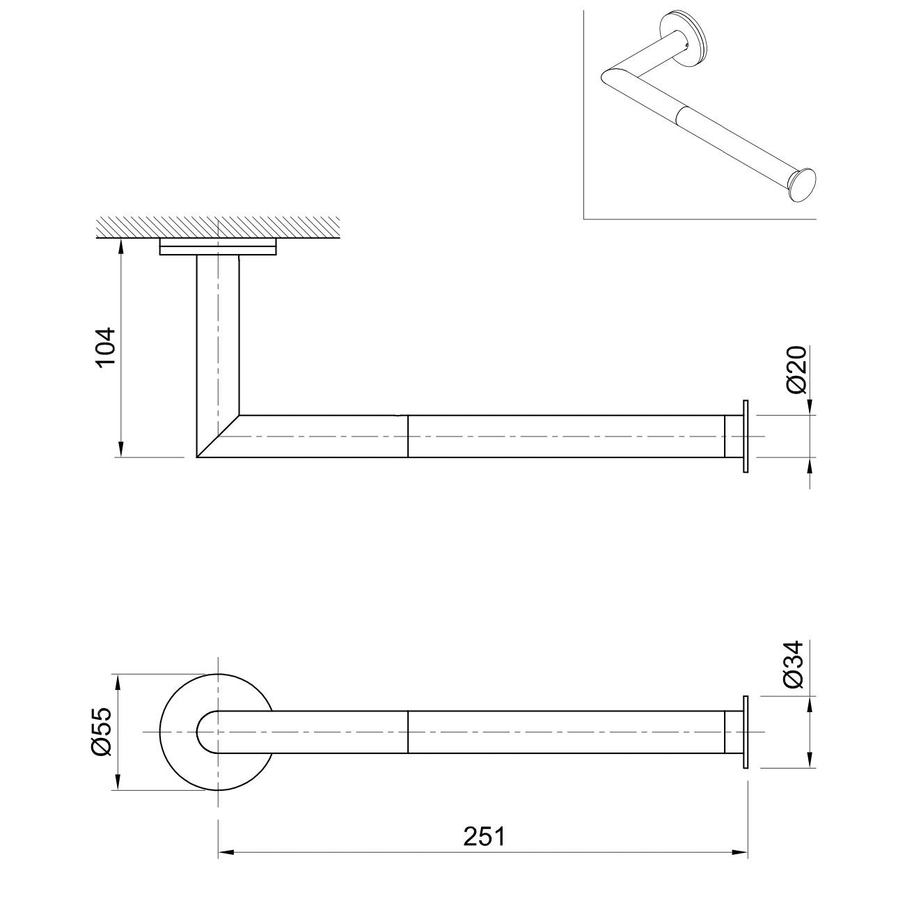  Thanh treo khăn tắm 251mm Volante stainless steel - ZEXACC4 