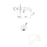  Vòi chậu rửa mặt gắn tường 115mm Volante stainless steel - ZEXCAN115-VOX1910NZ 