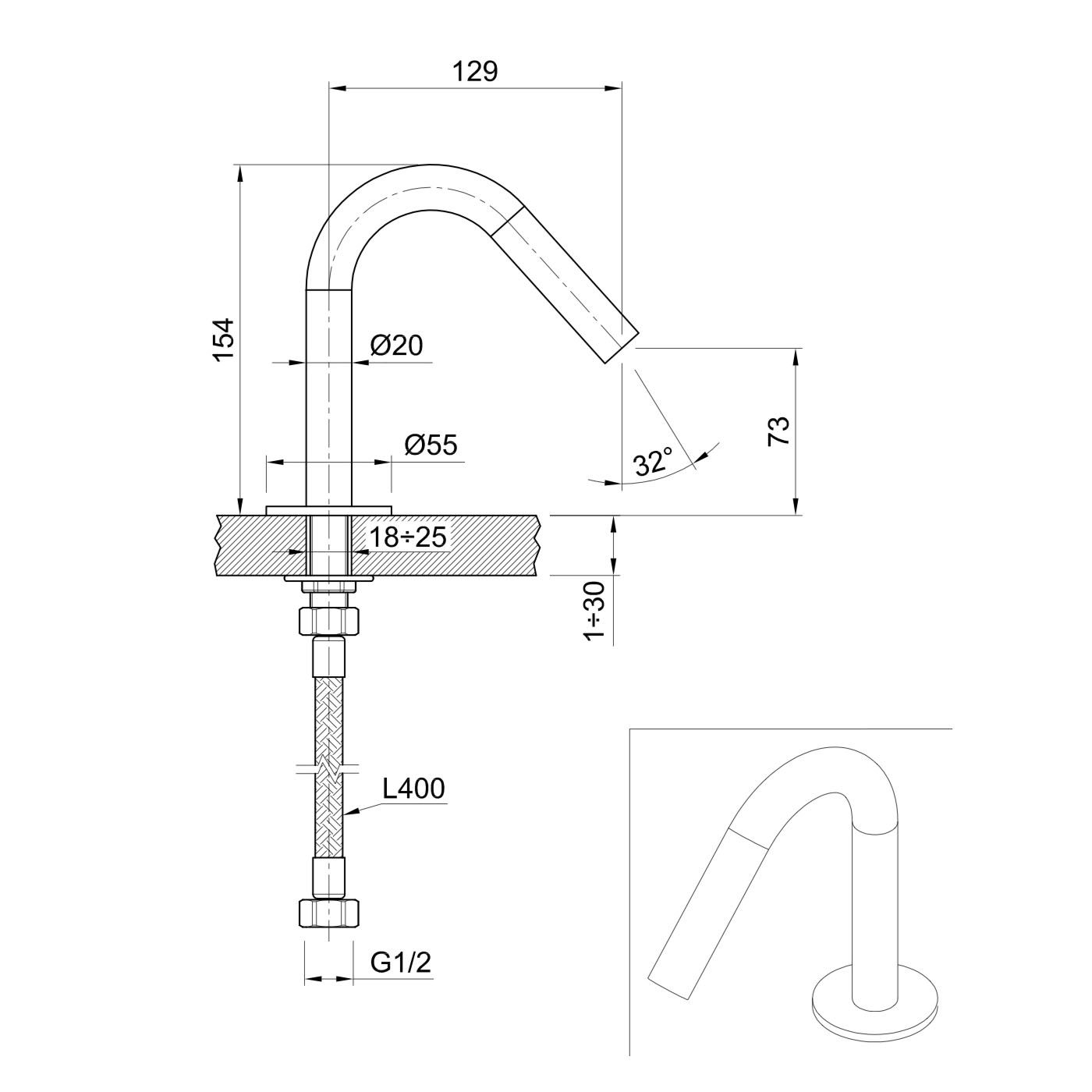  Vòi chậu rửa mặt Volante stainless steel - ZEXCAN15-VOX1910NAZ 