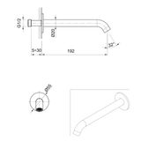  Vòi chậu rửa mặt gắn tường 200mm Volante stainless steel - ZEXCAN200-VOX1910NZ 