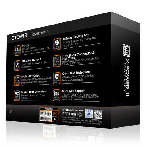  Nguồn XIGMATEK X-POWER III X-500 (EN45976) - Sản phẩm lý tưởng cho hệ thống GAME-NET 