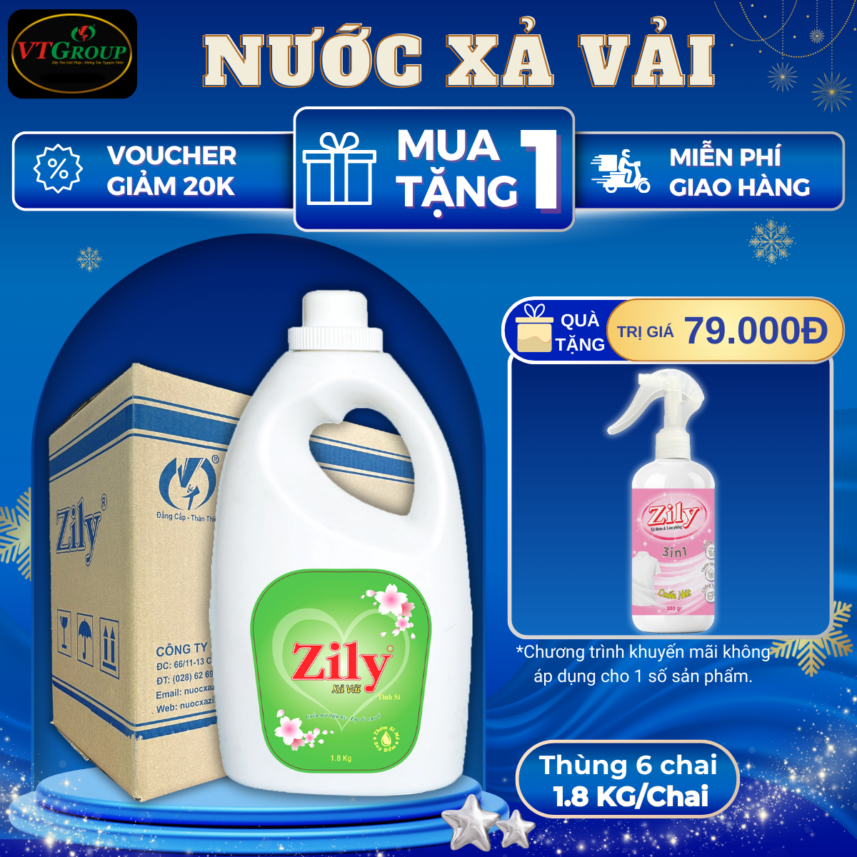 Nước Xả Vải Zily 1.8kg - 6 Chai/ Thùng
