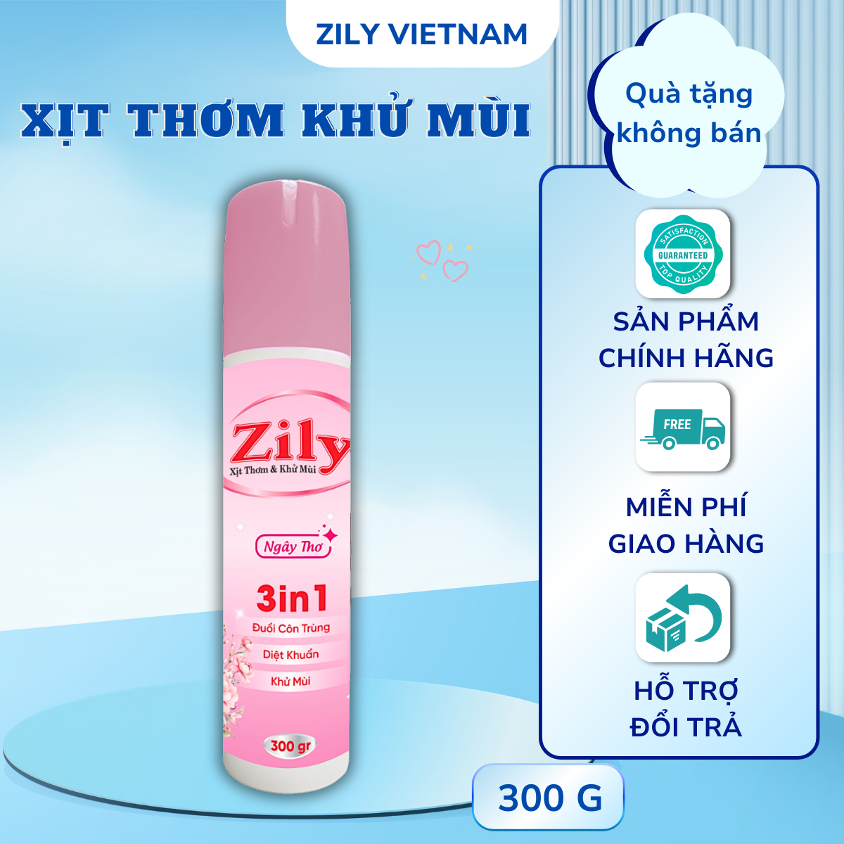 Khuyến Mãi Xịt Thơm & Khử Mùi Zily 300g