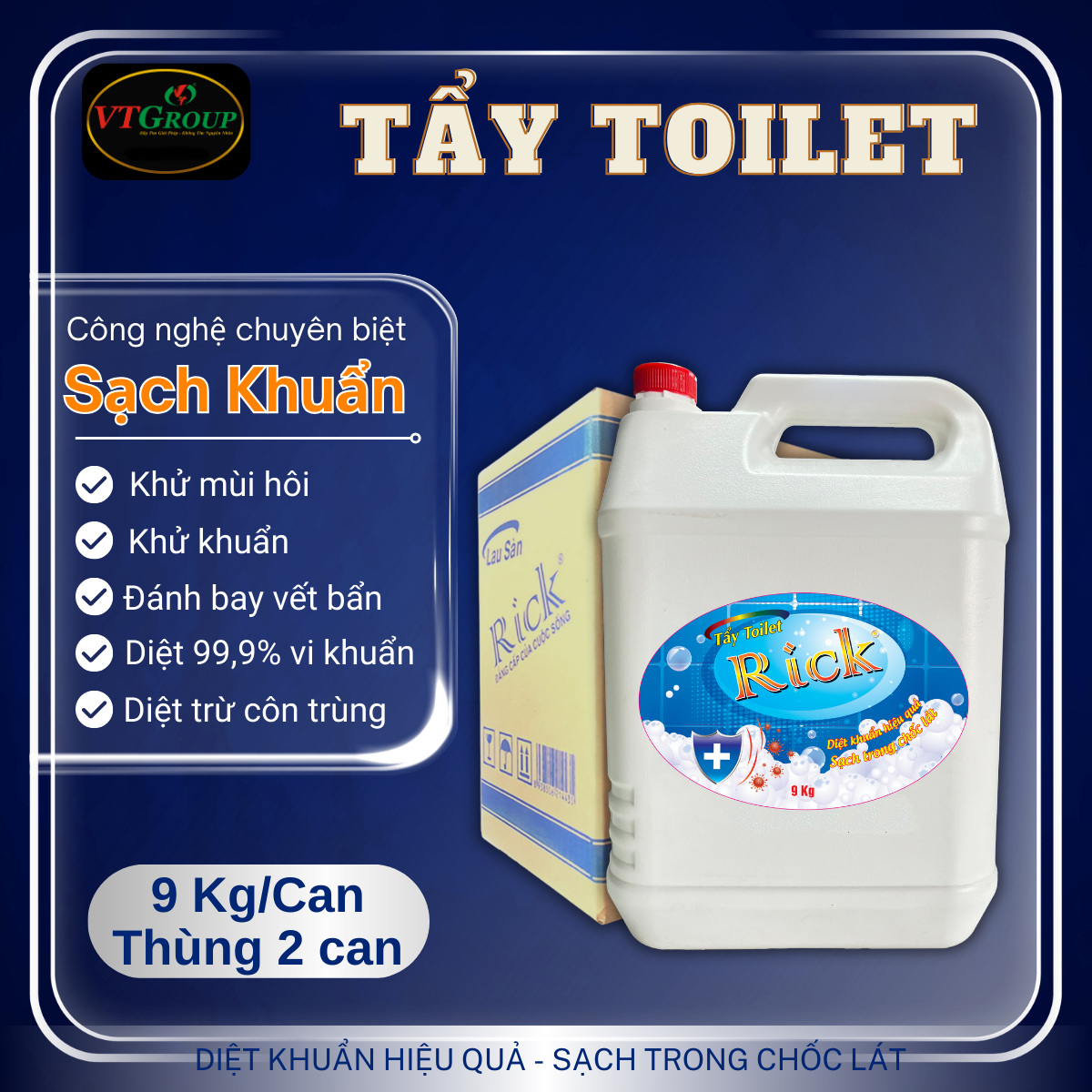 Nước Tẩy Toilet Rick Can 9Kg - 2 Can / Thùng