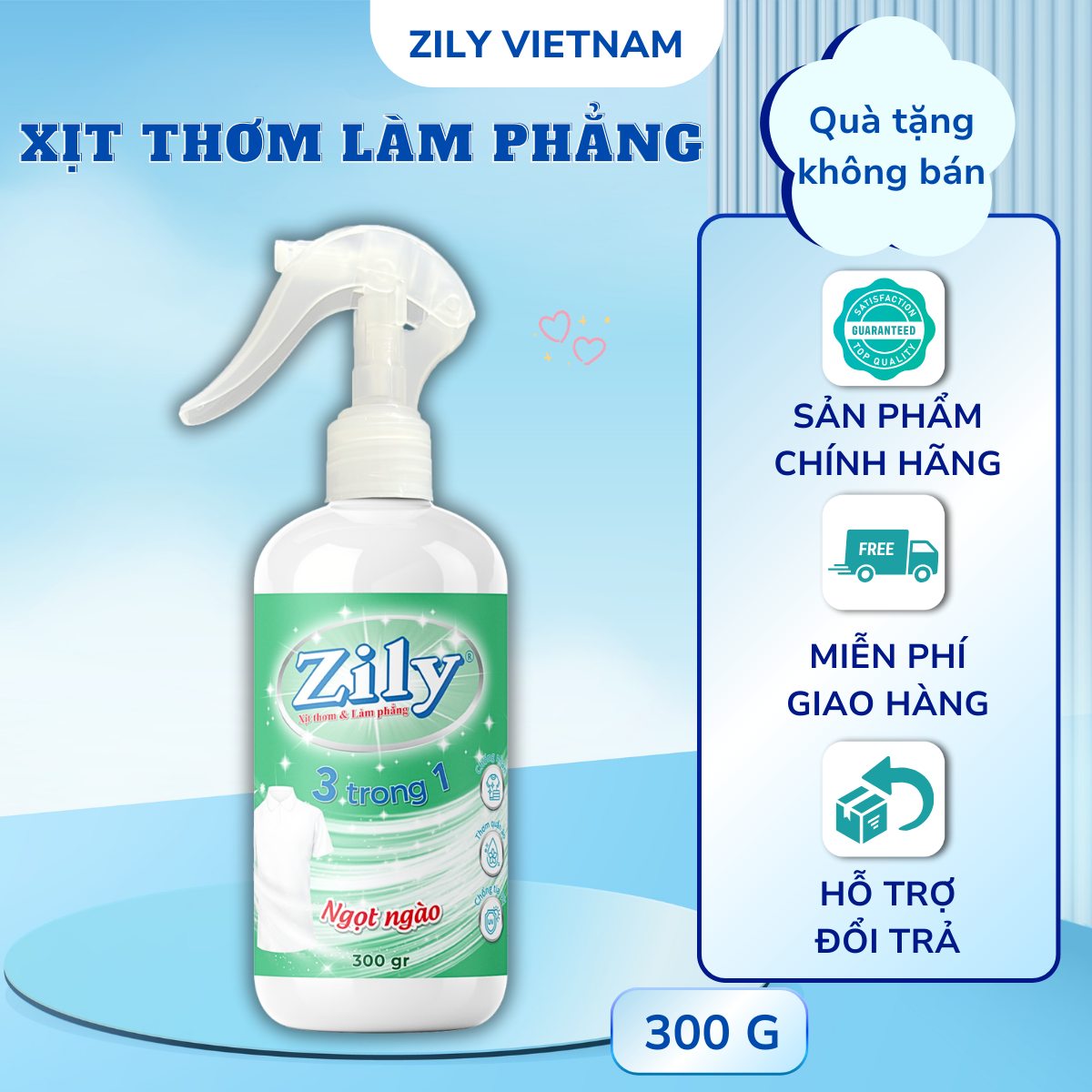 Khuyến Mãi Xịt Thơm & Làm Phẳng Quần Áo Zily 300g