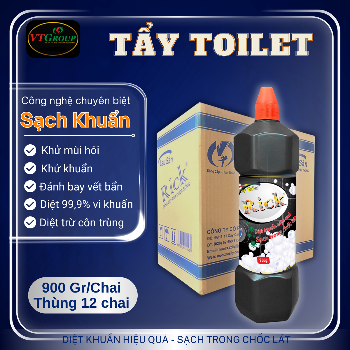 Nước Tẩy Toilet Rick Chai 900g - 12 Chai / Thùng