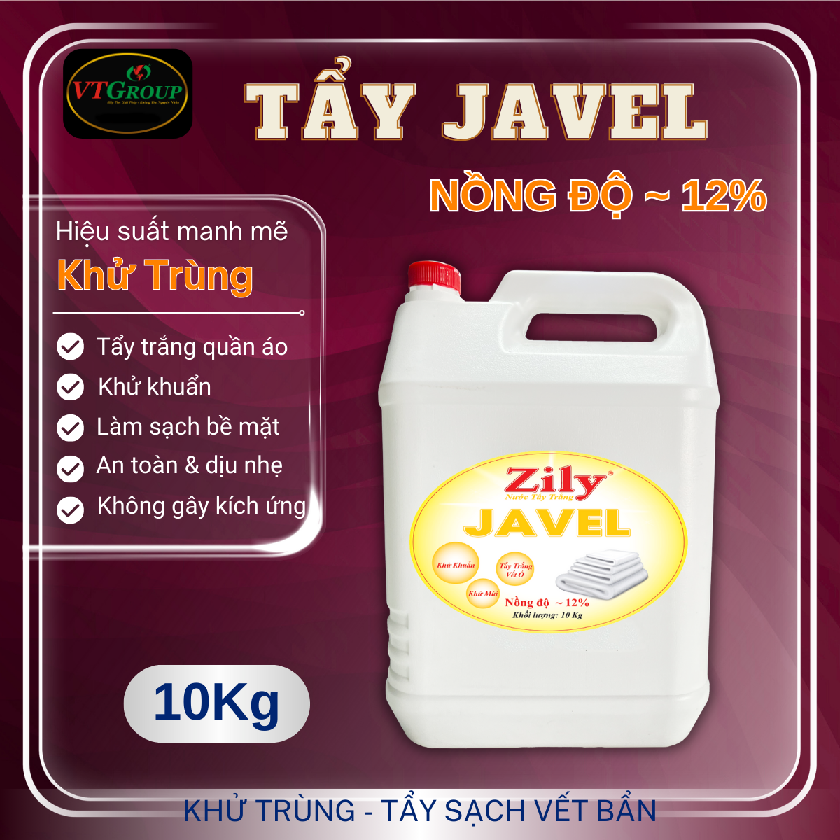 Nước Tẩy Trắng Javel Zily 10 Kg