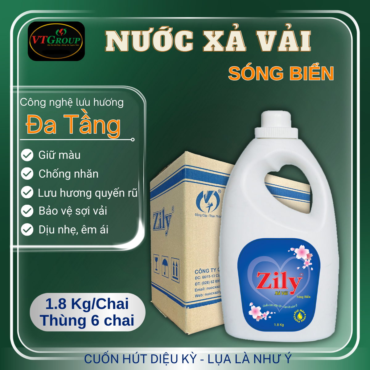Nước Xả Vải Zily 1.8kg - 6 Chai/ Thùng