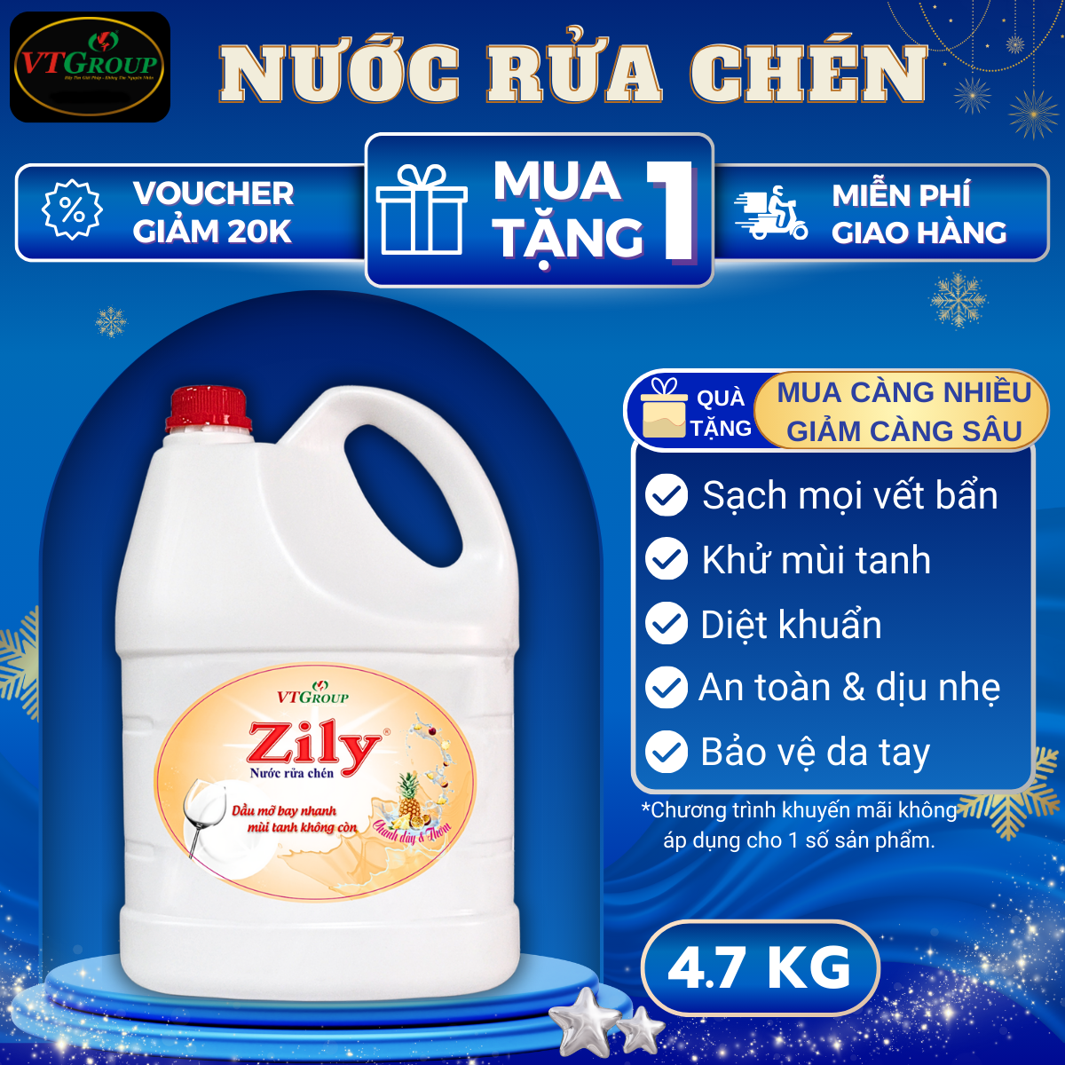 Nước Rửa Chén Zily 4.7Kg