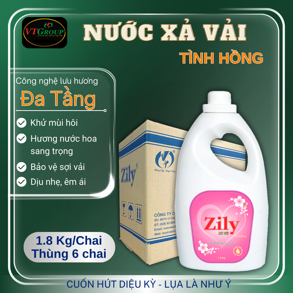 Nước Xả Vải Zily 1.8kg - 6 Chai/ Thùng