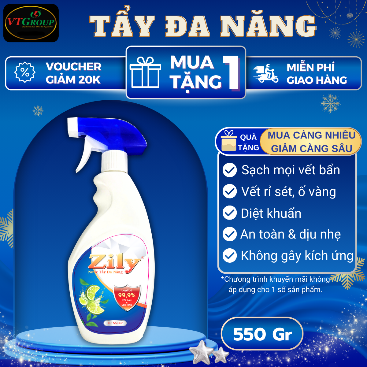 Nước Tẩy Đa Năng Zily 550g
