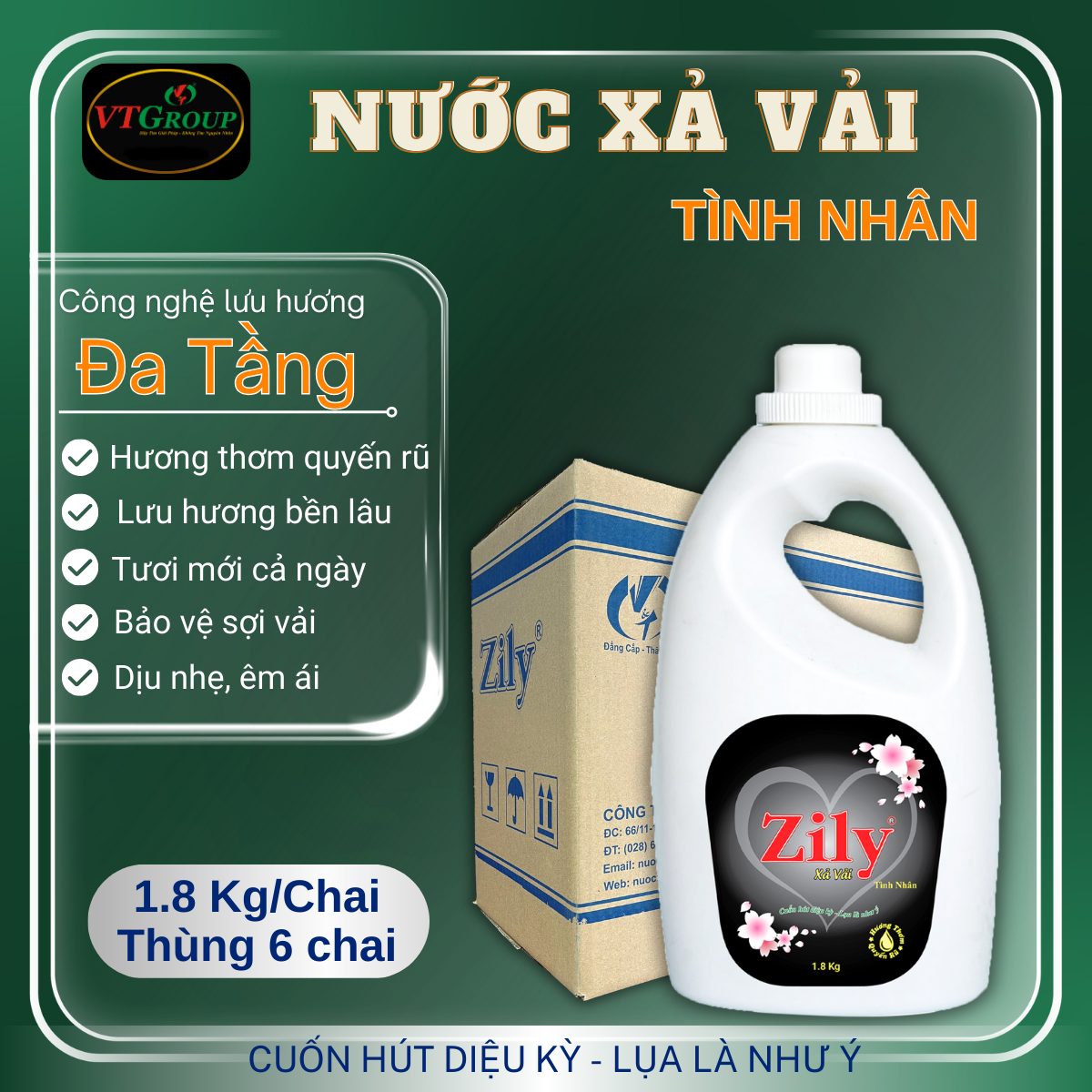 Nước Xả Vải Zily 1.8kg - 6 Chai/ Thùng