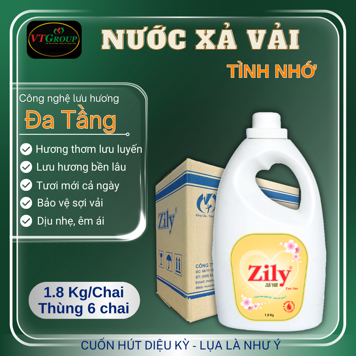 Nước Xả Vải Zily 1.8kg - 6 Chai/ Thùng