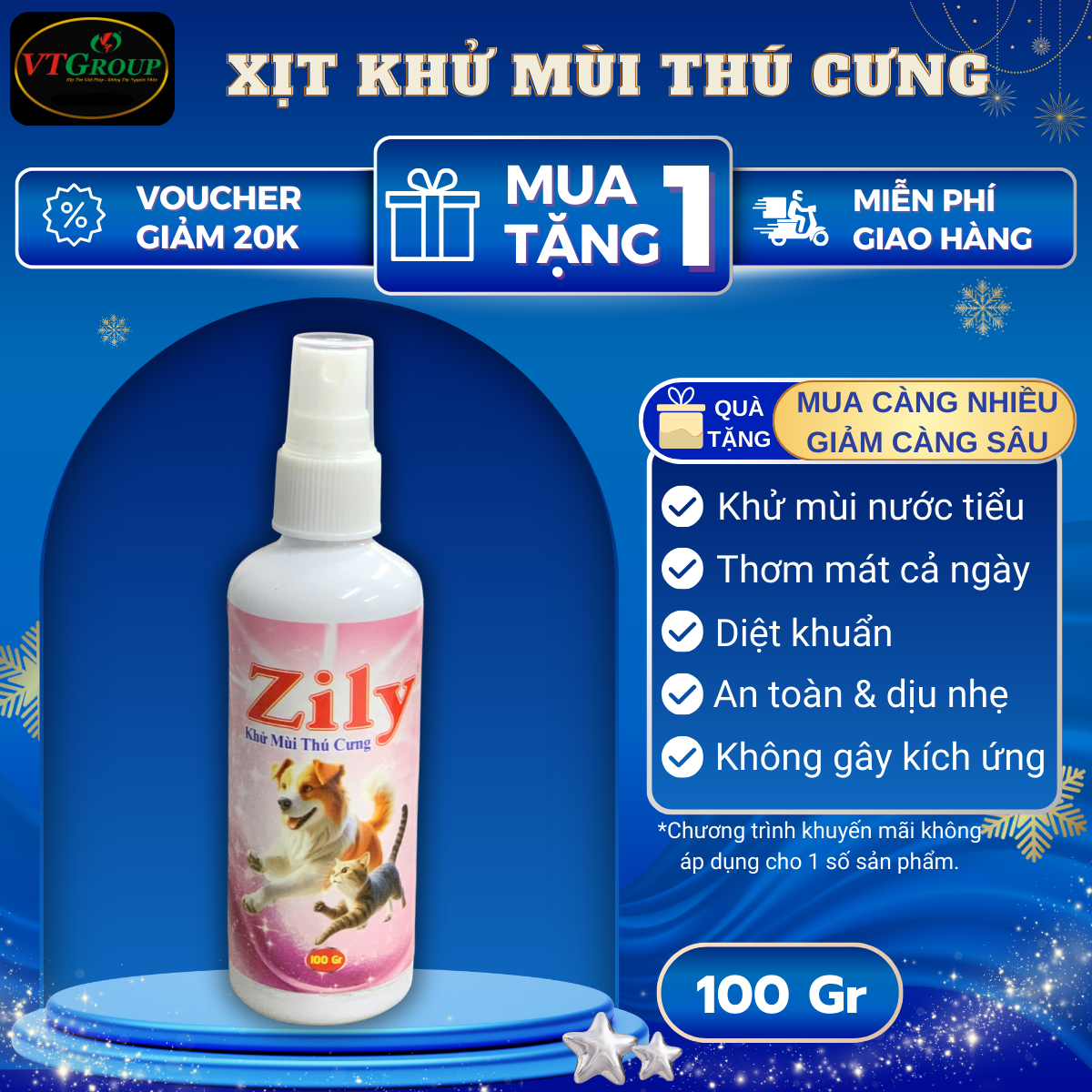 Xịt Khử Mùi Thú Cưng Zily 100g