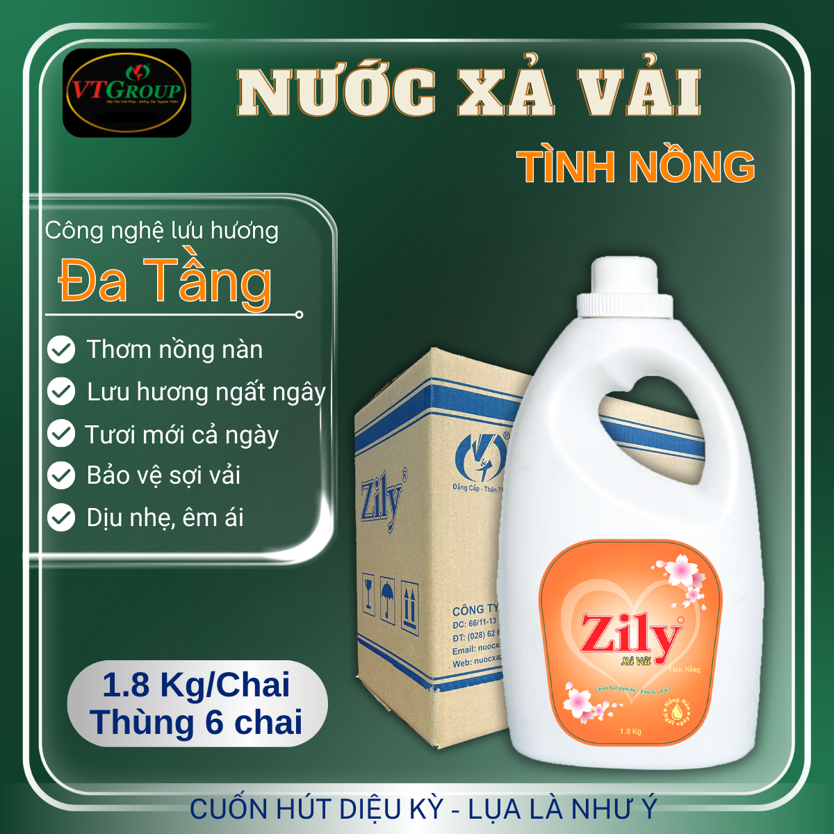 Nước Xả Vải Zily 1.8kg - 6 Chai/ Thùng
