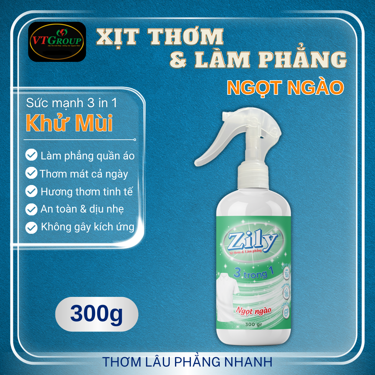 Xịt Thơm & Làm Phẳng Quần Áo Zily 300 g
