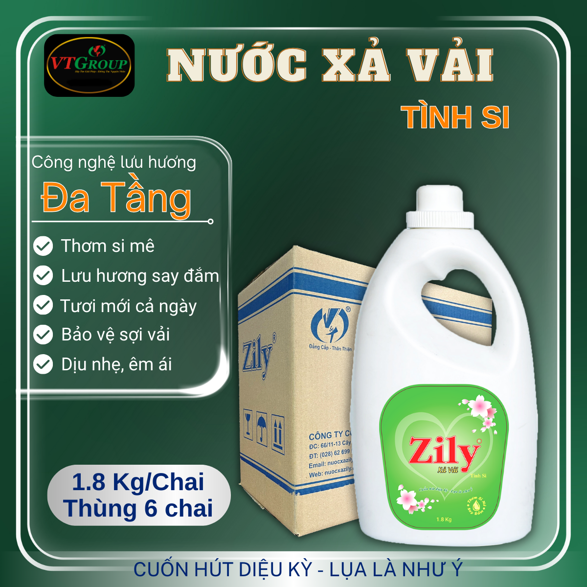 Nước Xả Vải Zily 1.8kg - 6 Chai/ Thùng