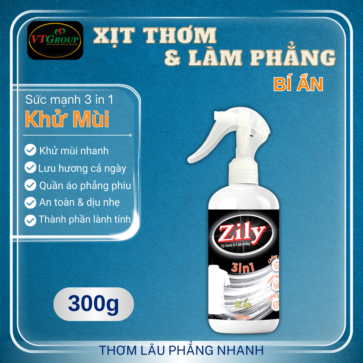 Xịt Thơm & Làm Phẳng Quần Áo Zily 300 g