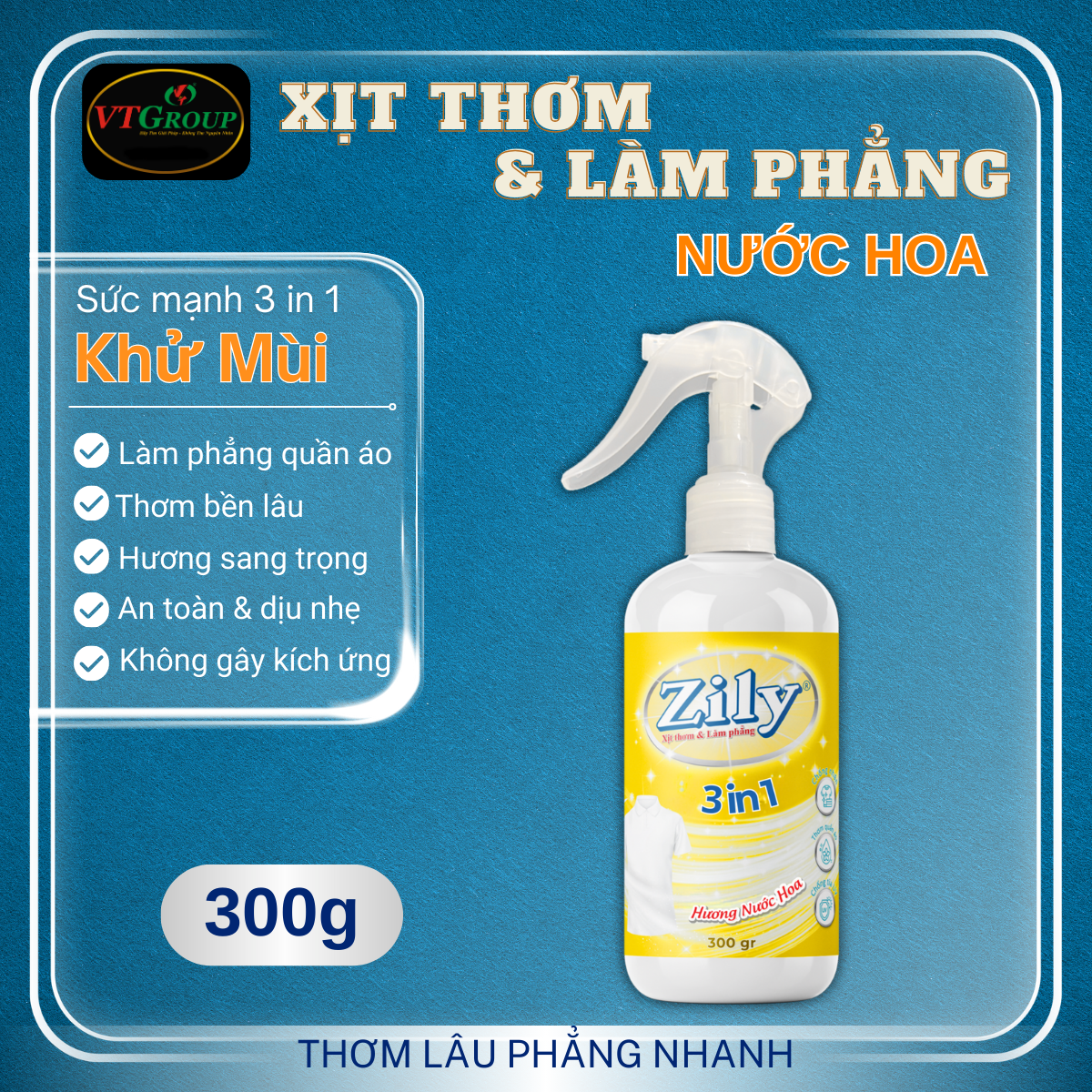 Xịt Thơm & Làm Phẳng Quần Áo Zily 300 g