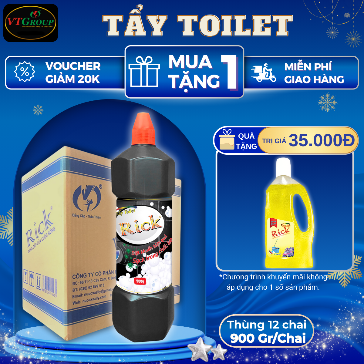 Nước Tẩy Toilet Rick Chai 900g - 12 Chai / Thùng