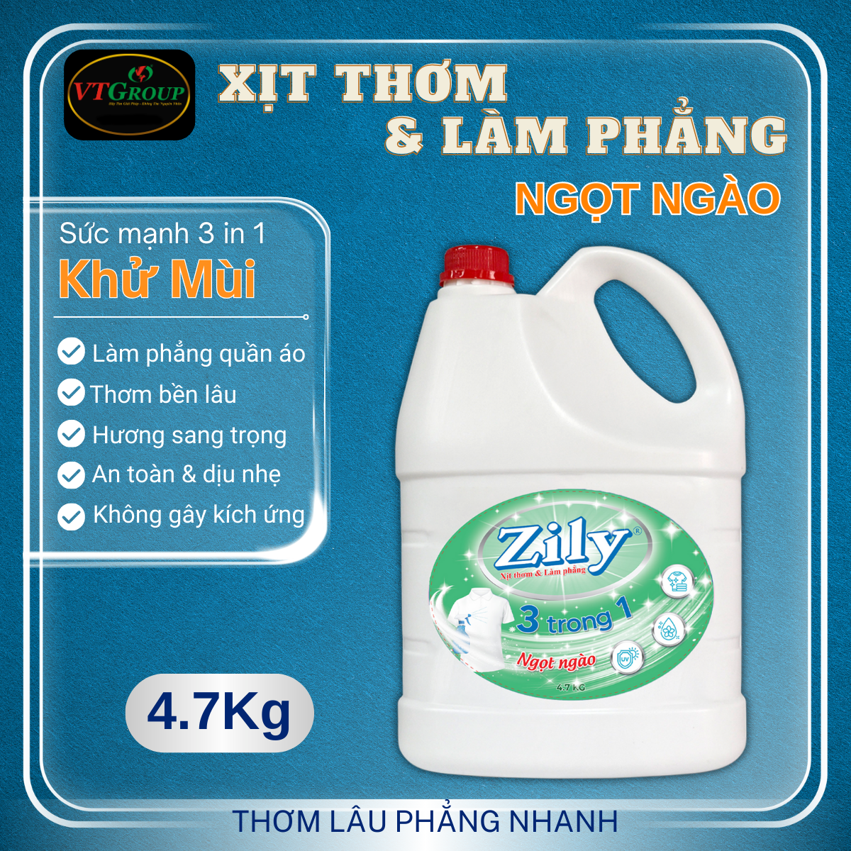 Xịt Thơm & Làm Phẳng Quần Áo Zily 4.7 Kg