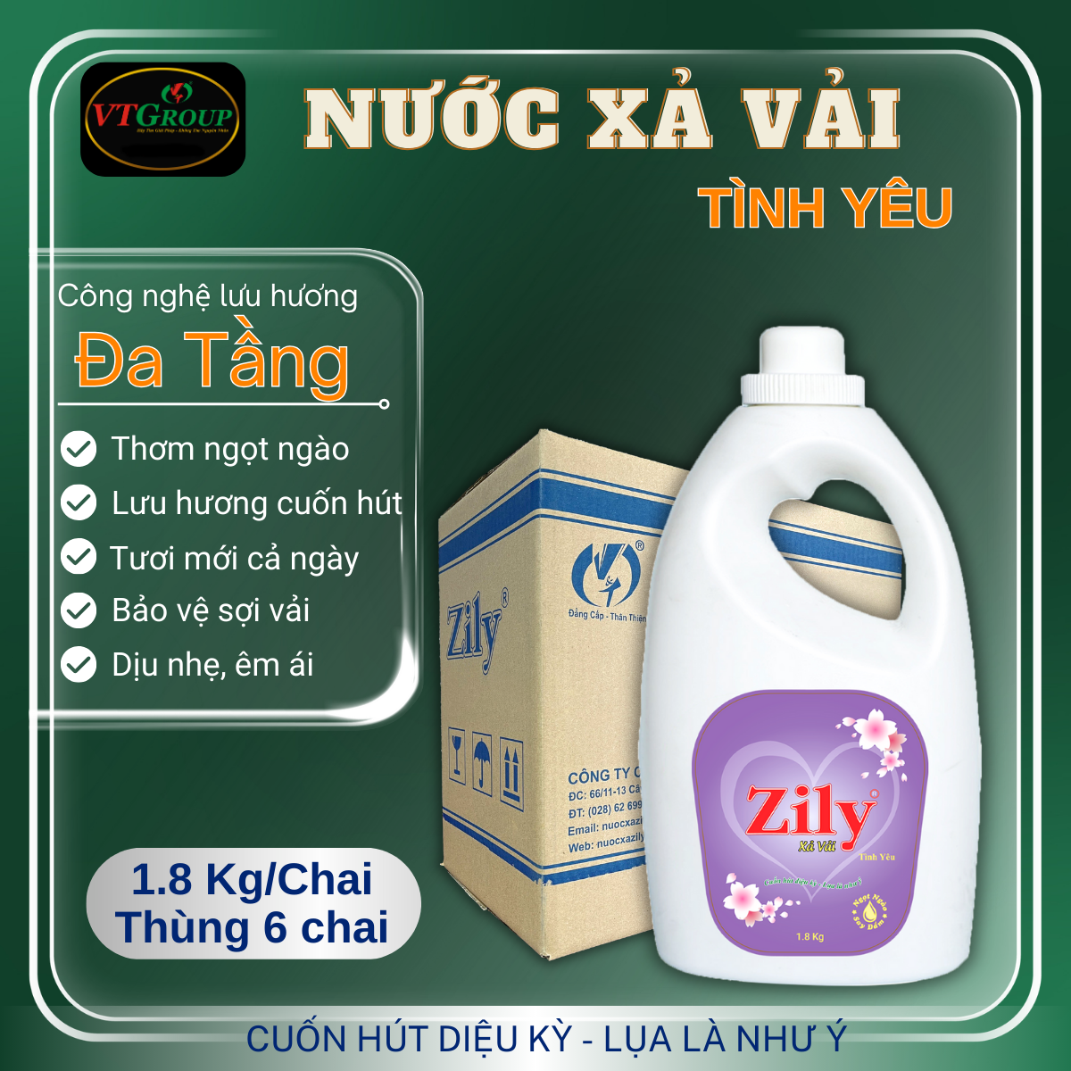 Nước Xả Vải Zily 1.8kg - 6 Chai/ Thùng