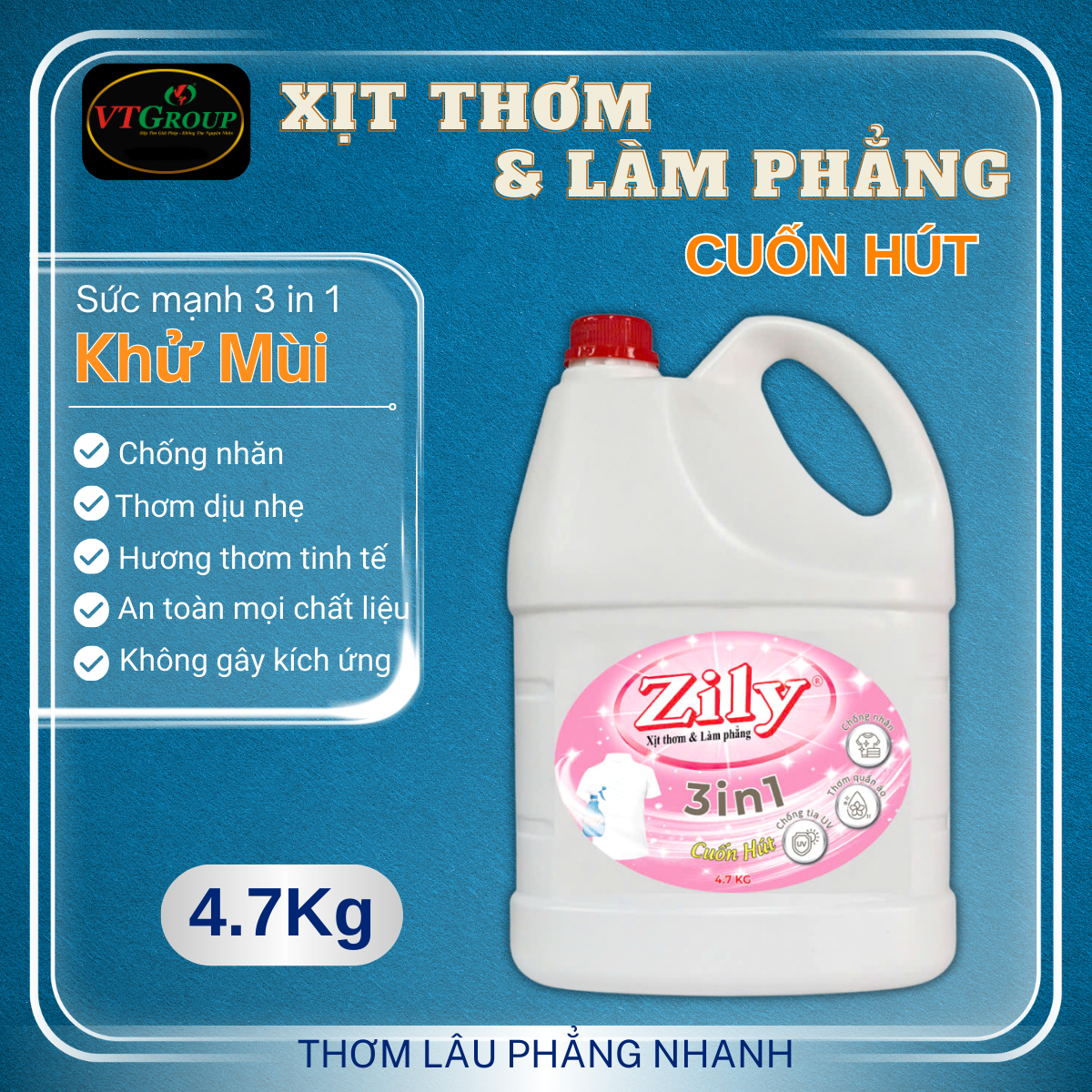 Xịt Thơm & Làm Phẳng Quần Áo Zily 4.7 Kg