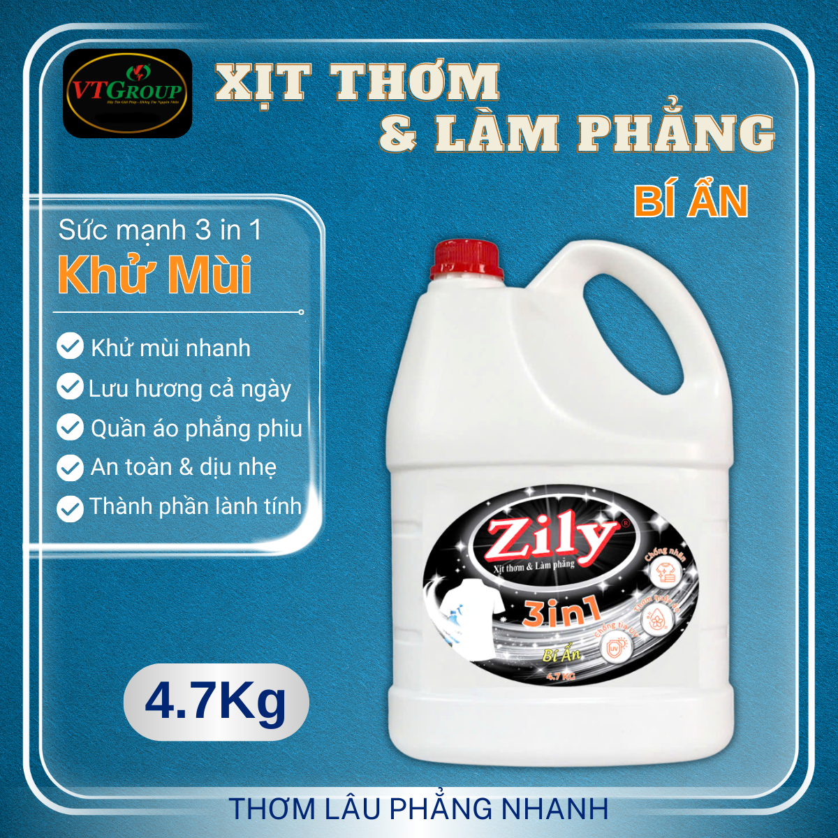 Xịt Thơm & Làm Phẳng Quần Áo Zily 4.7 Kg