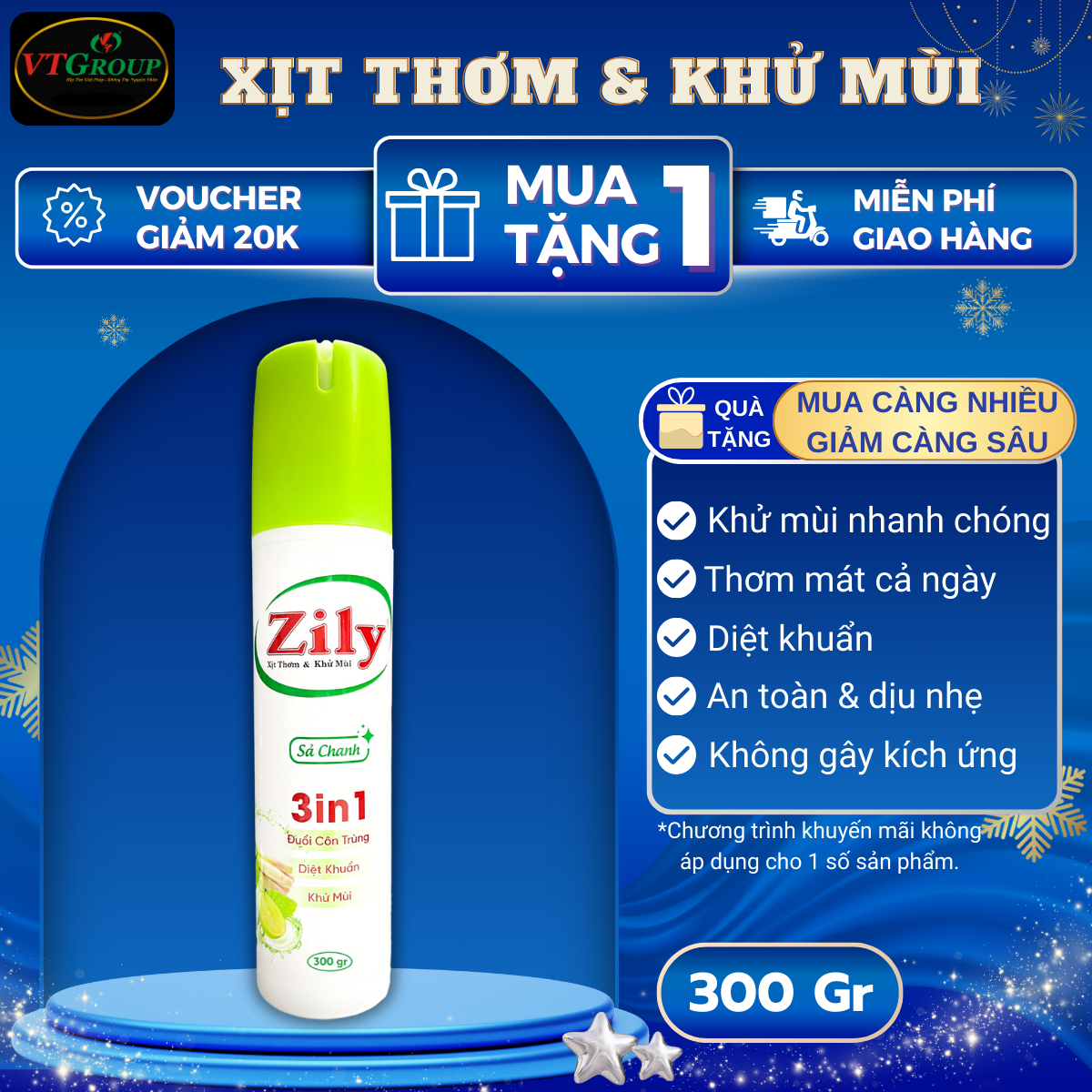 Xịt Thơm & Khử Mùi Zily 300g