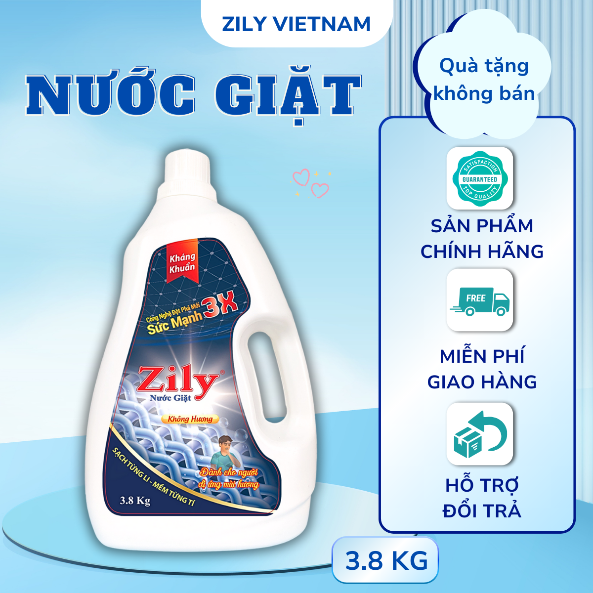 Khuyến Mãi Nước Giặt Zily Không Hương 3.8kg