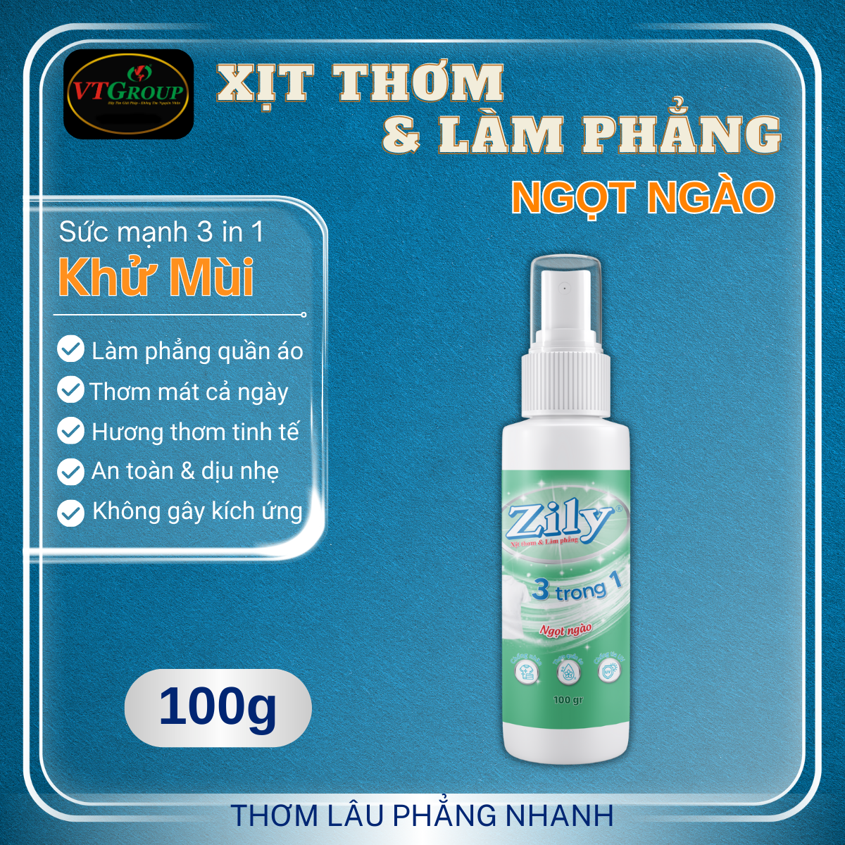 Xịt Thơm & Làm Phẳng Quần Áo Zily 100 g