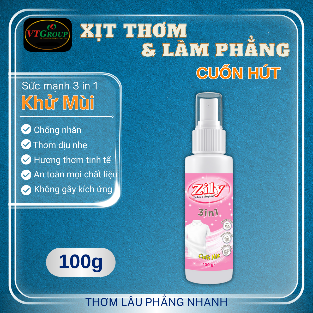 Xịt Thơm & Làm Phẳng Quần Áo Zily 100 g