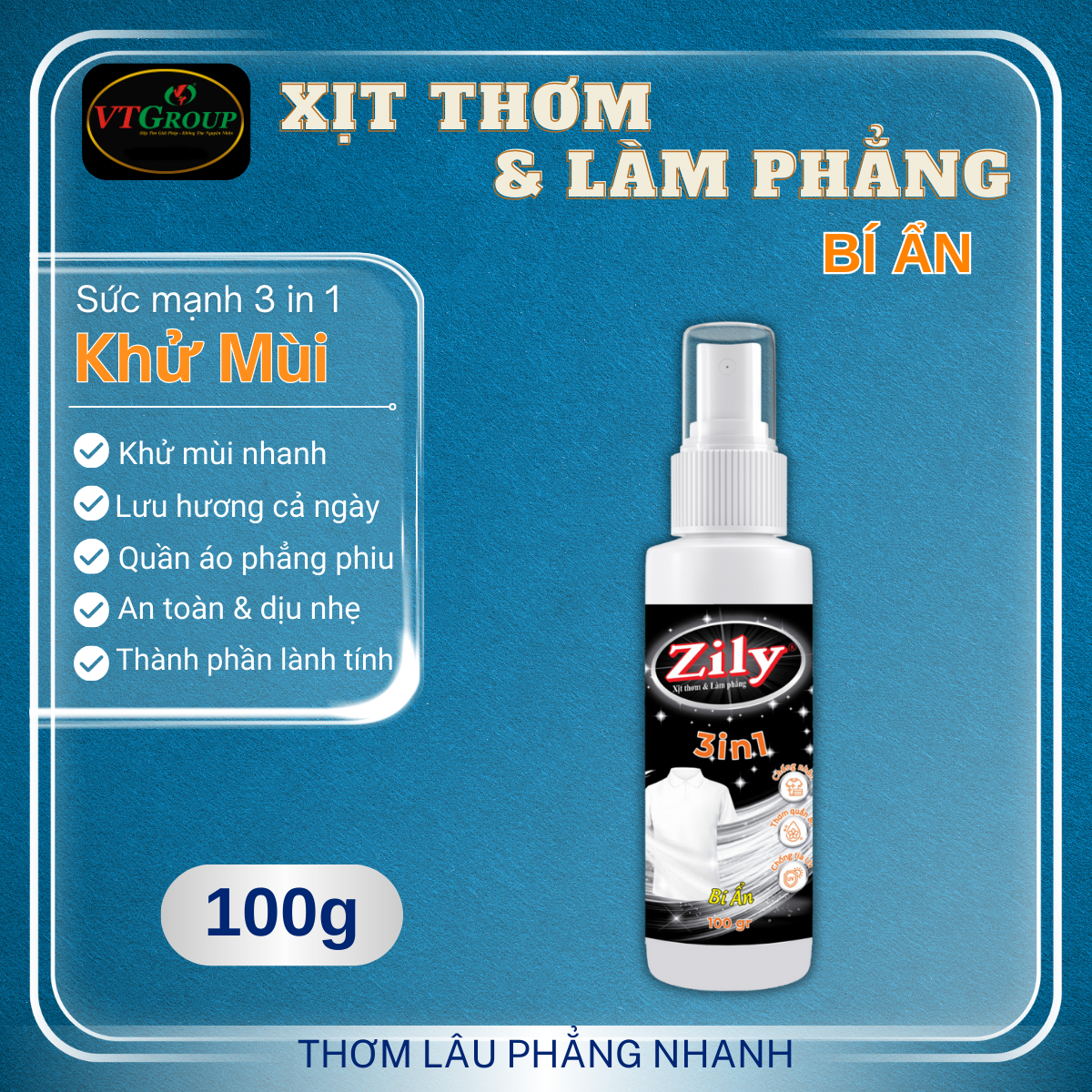 Xịt Thơm & Làm Phẳng Quần Áo Zily 100 g