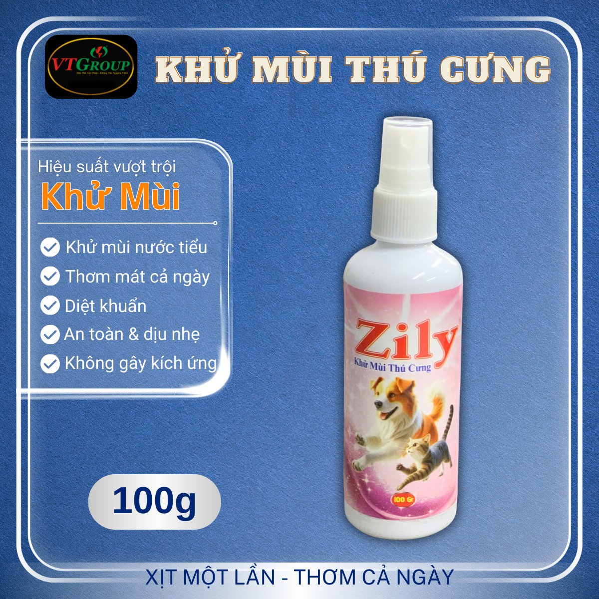 Xịt Khử Mùi Thú Cưng Zily 100g