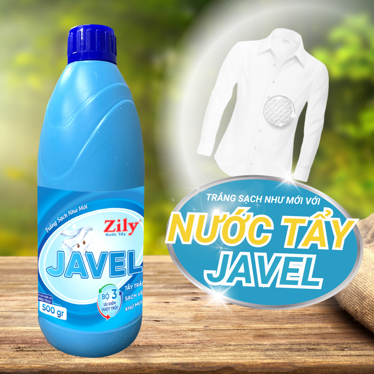 Nước Tẩy Trắng Javel Zily 500g - 24 Chai/Thùng