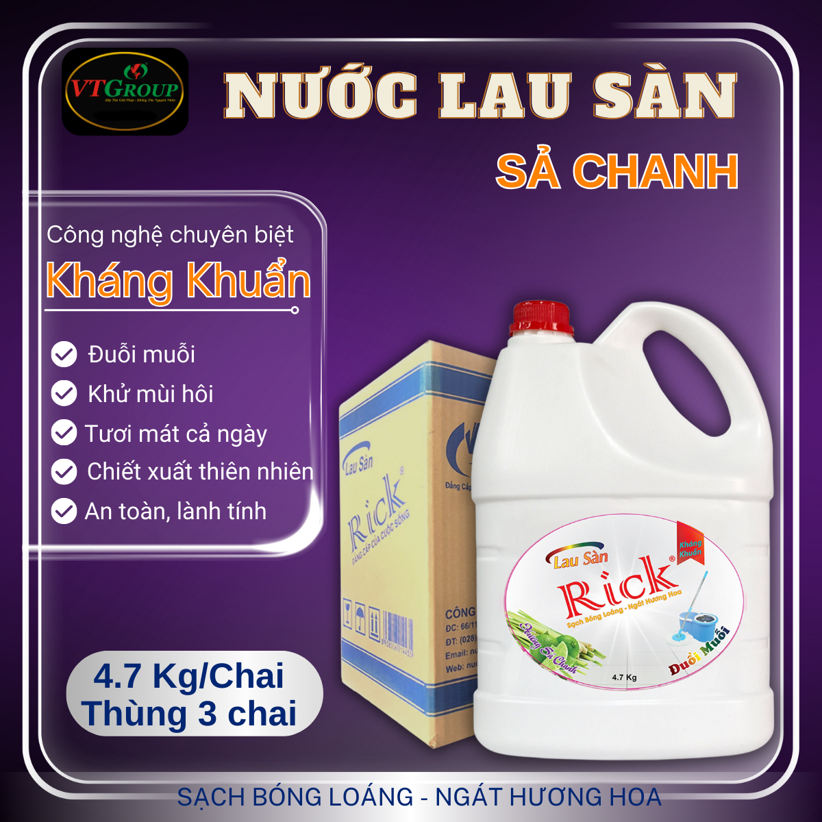 Lau Sàn Rick 4.7 kg - 3 Chai/ Thùng