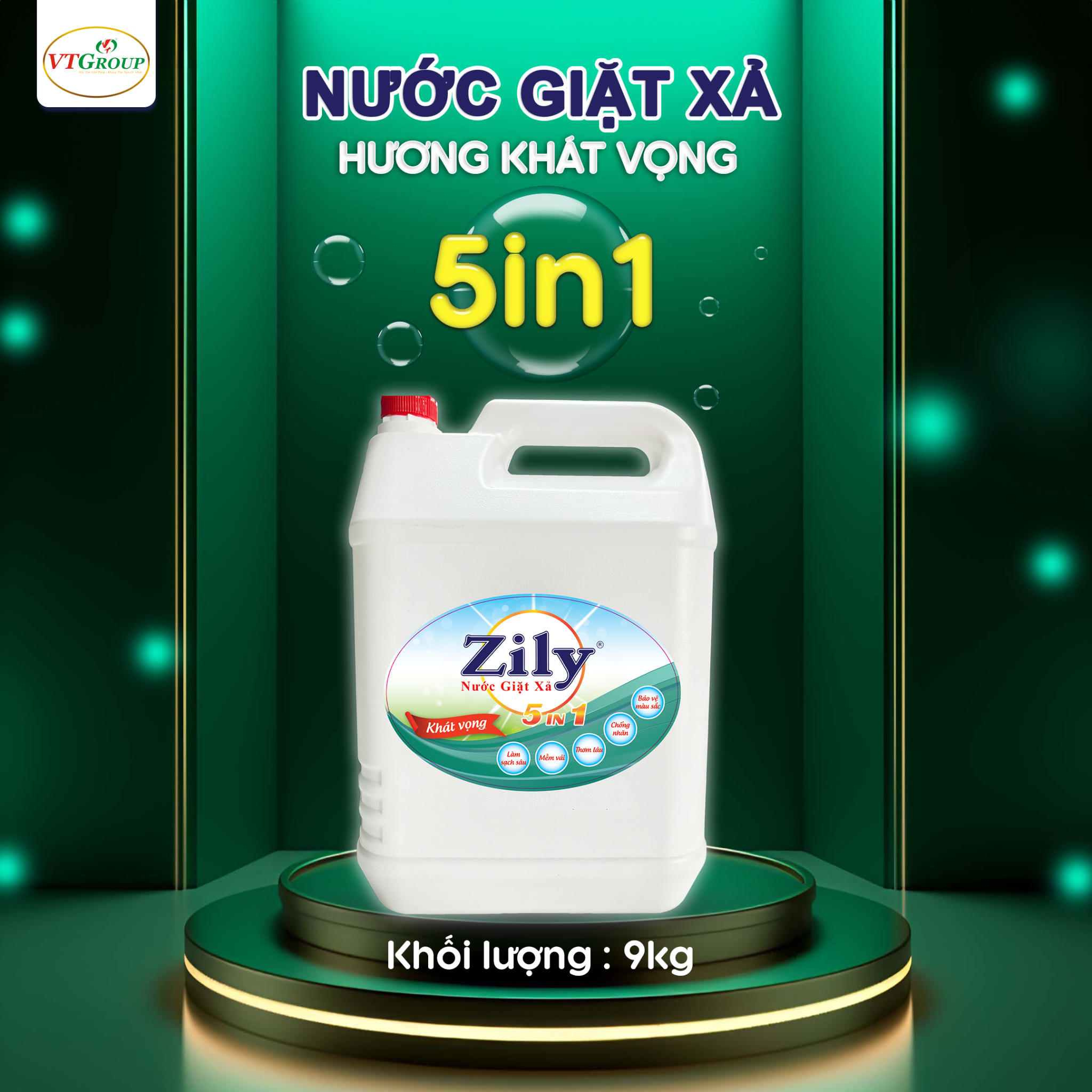 Nước Giặt Xả Quần Áo Zily 5in1 9Kg