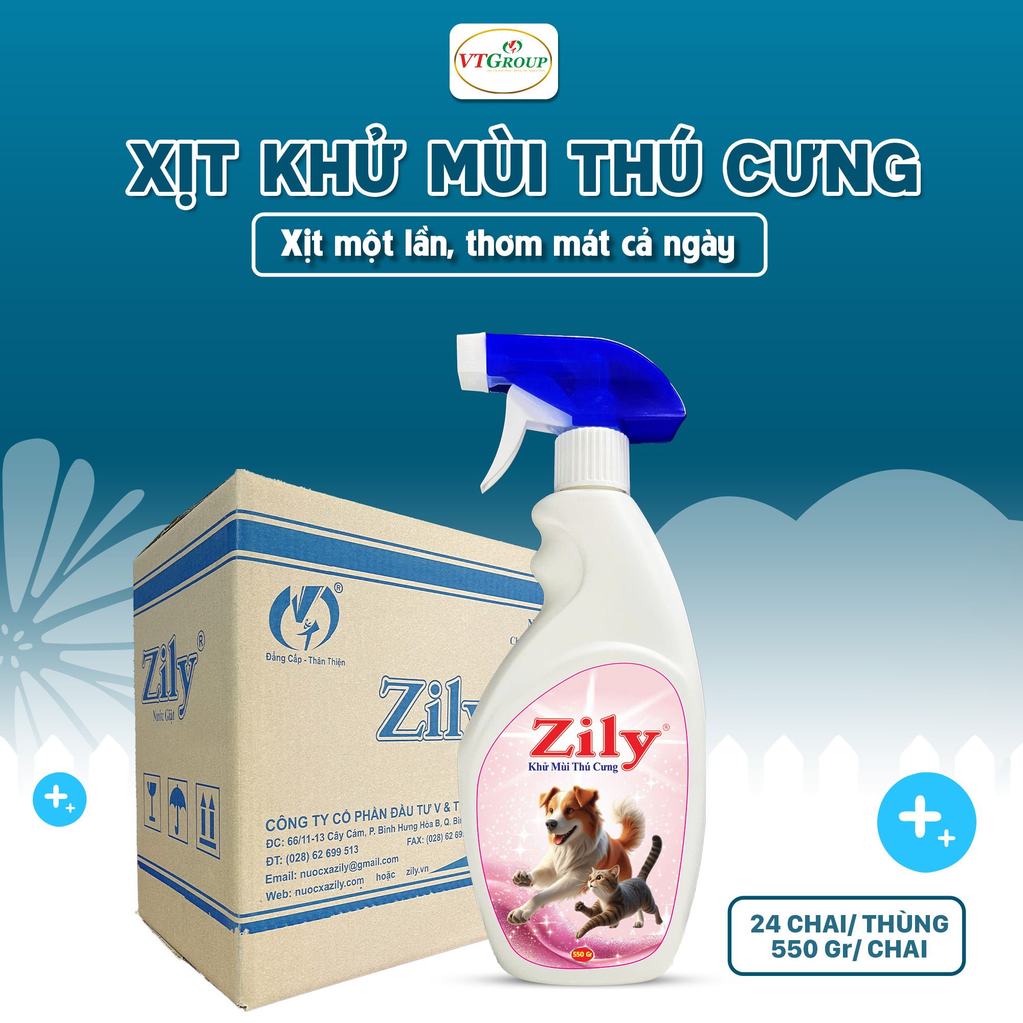 Xịt Khử Mùi Thú Cưng Zily 550g - 24 Chai/Thùng