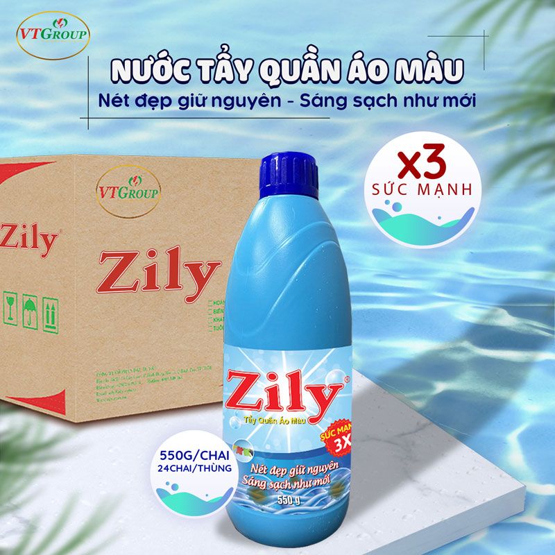 Nước Tẩy Quần Áo Màu Zily Chai 550g - 24 Chai / Thùng