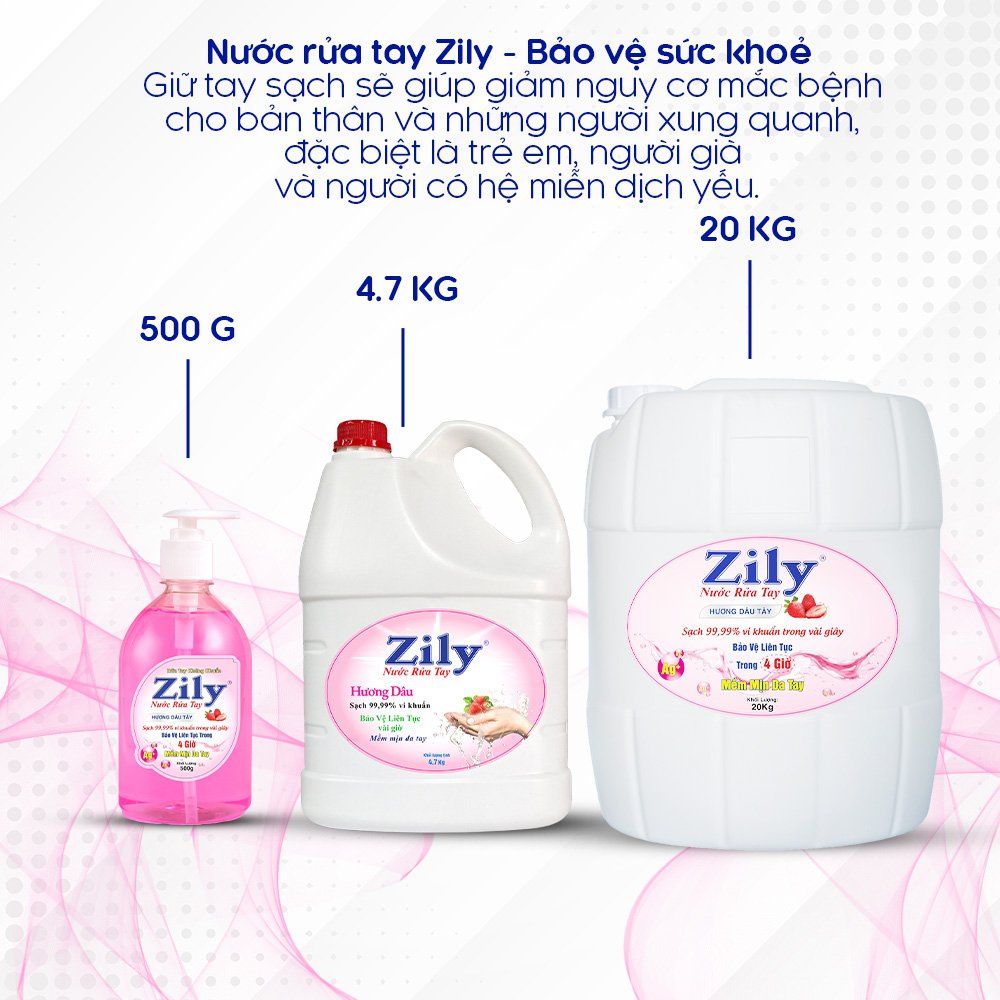 Nước Rửa Tay Zily 4.7Kg - 3 Chai/ Thùng