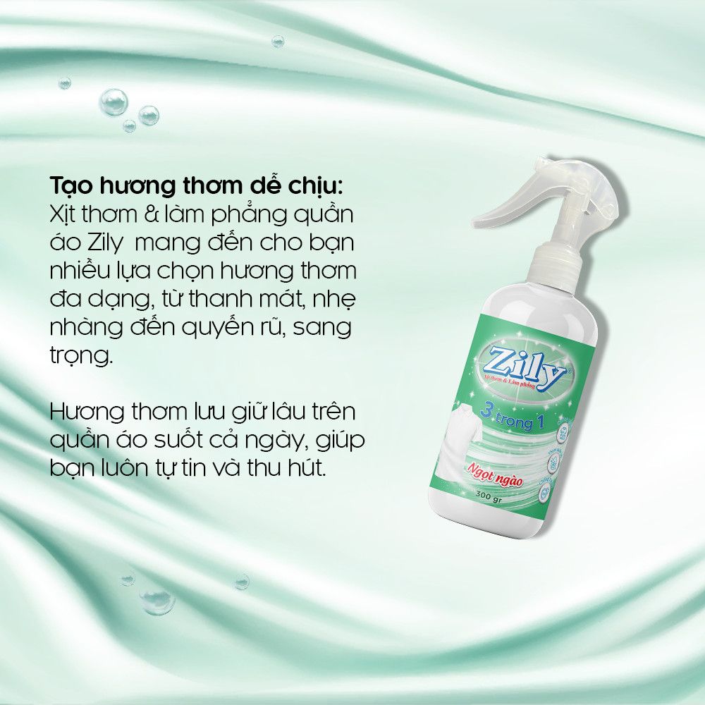 Xịt Thơm & Làm Phẳng Quần Áo Zily 300 g