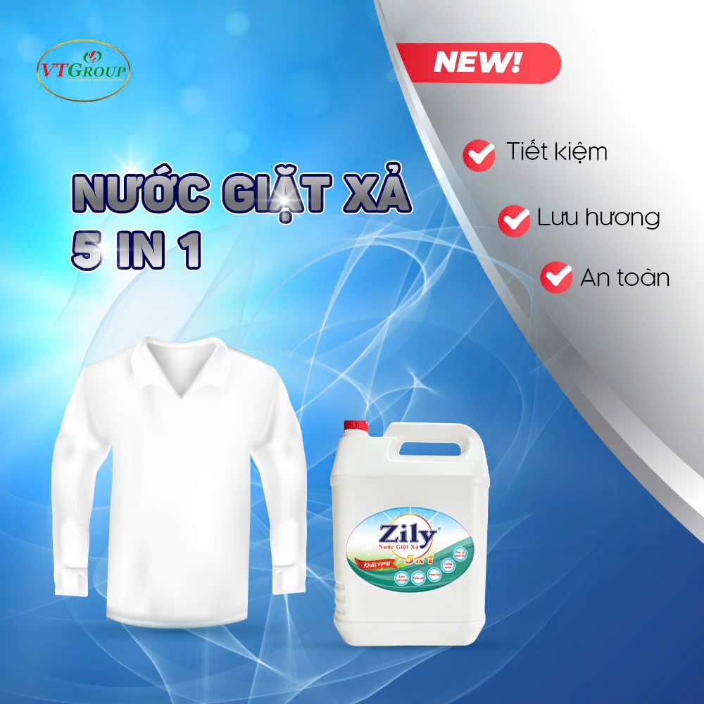 Nước Giặt Xả Quần Áo Zily 5in1 9Kg
