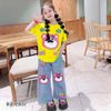 Set áo in gấu TOYS quần jeans ống suông dễ thương cho bé gái BGB123629