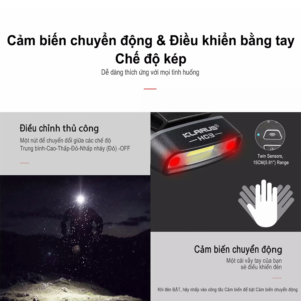 Đèn pin cài mũ đa năng Klarus HC3 100 Lumens